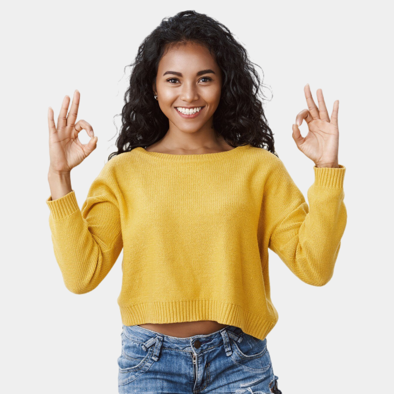 girls solid round neck yellow sweater